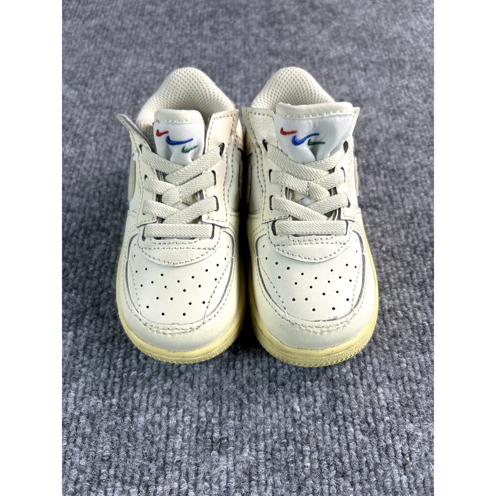 Nike Air Force 1 Low Toddler Shoes Size 5C Sail Cream Multi Swoosh Hook & Loop - Picture 4 of 7